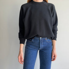 1980s Blank Black Raglan Sweatshirt