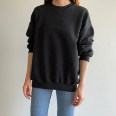 1990s Larger Blank Black Single V Sweatshirt with Very Little Wear