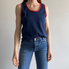1970s Two Tone Navy and Red Tank Top