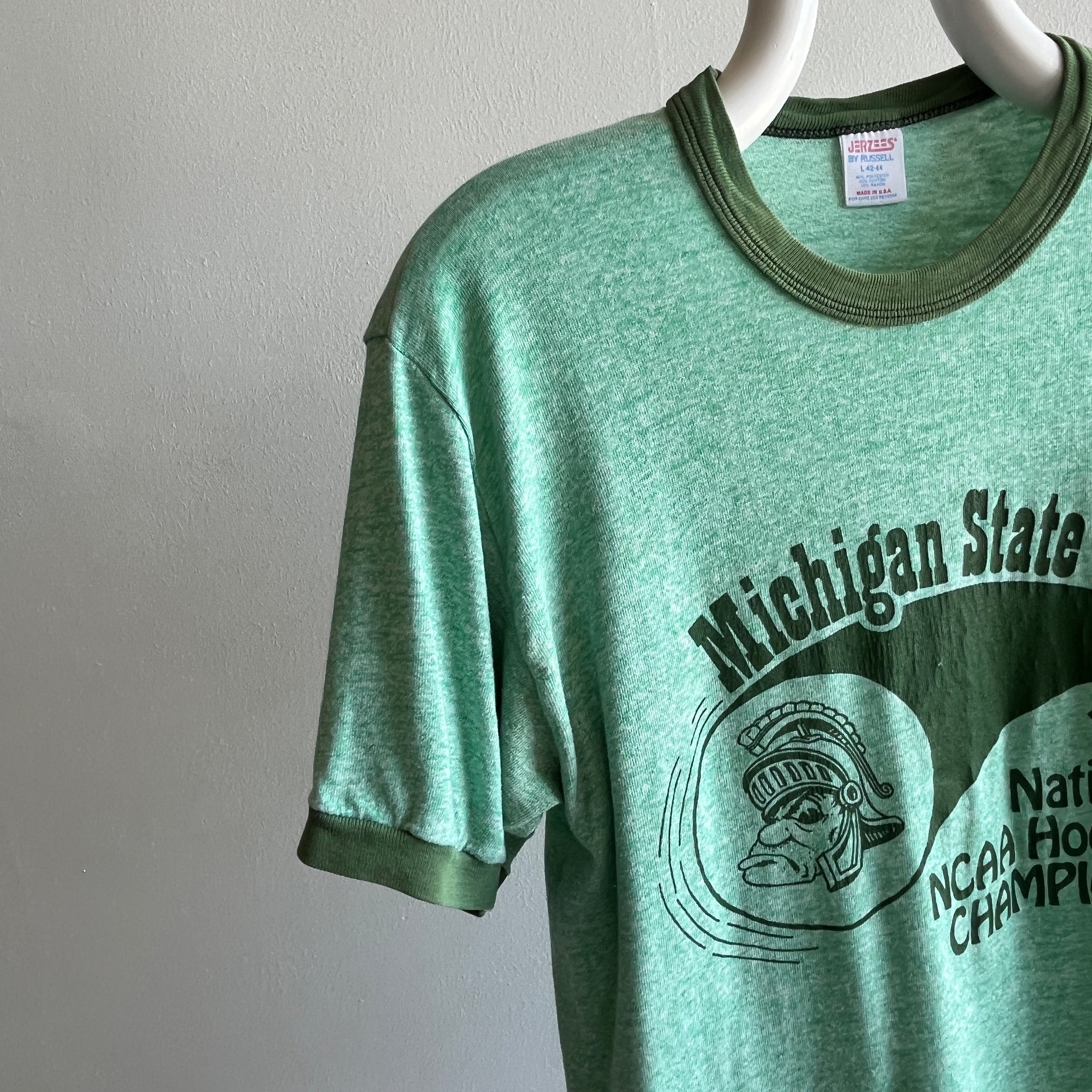 1986 Michigan State National NCAA Hockey Champions Ring T-Shirt