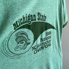 1986 Michigan State National NCAA Hockey Champions Ring T-Shirt