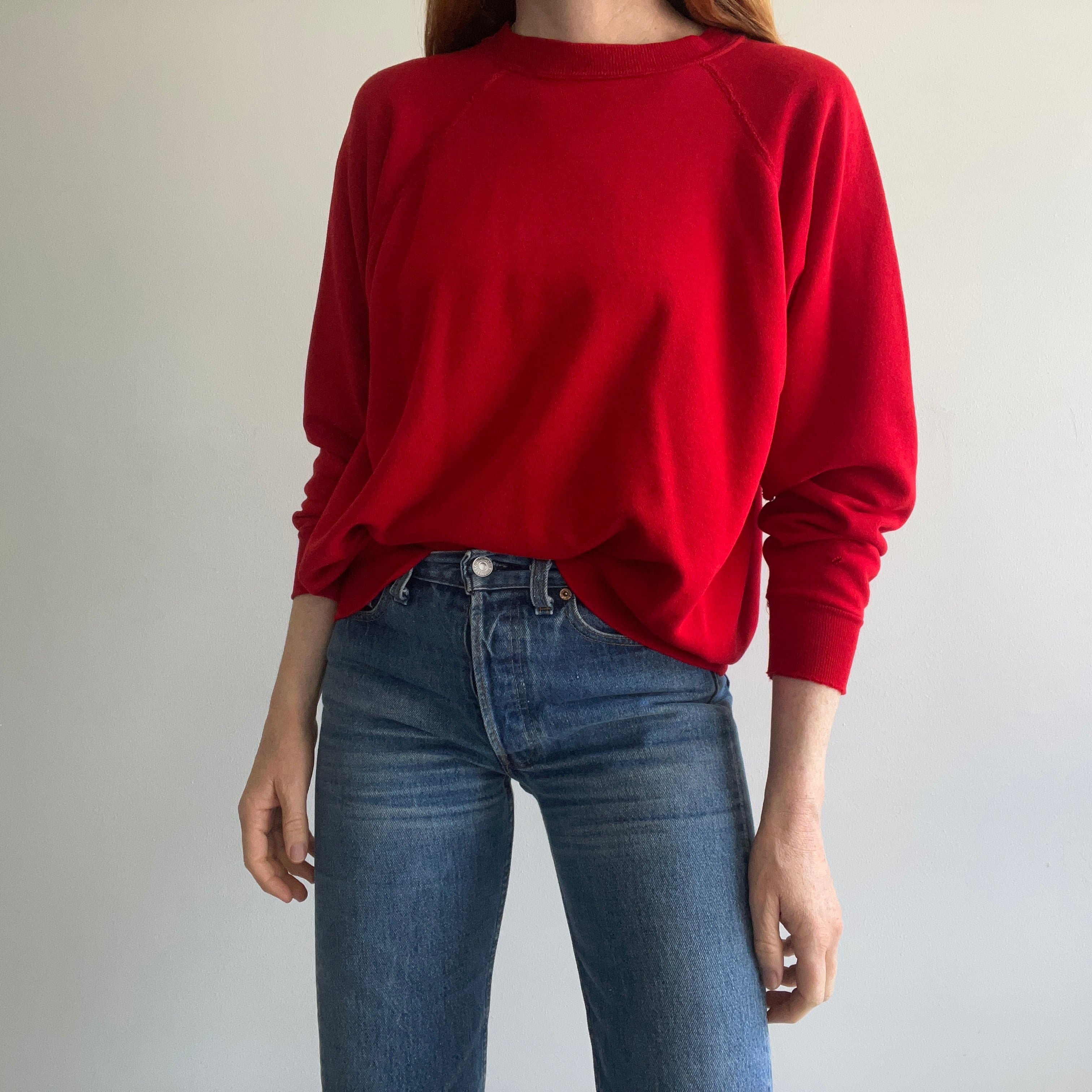 1980s Swoon Worthy Blank Red Sweatshirt