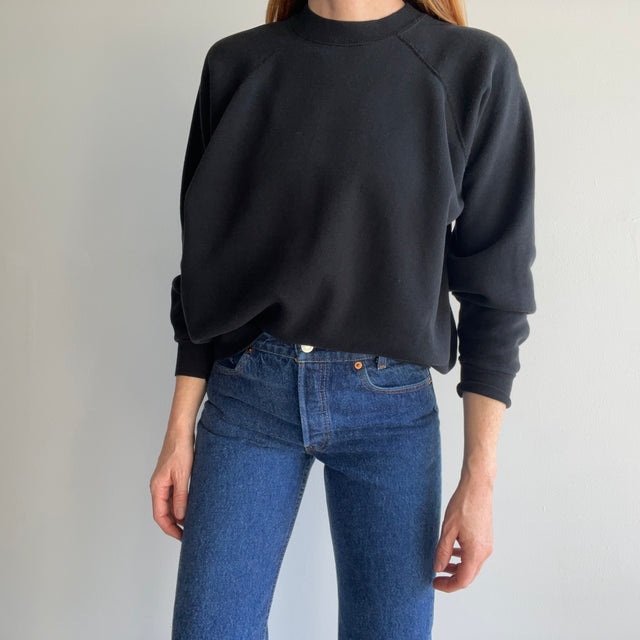 1980s Blank Black Raglan Sweatshirt