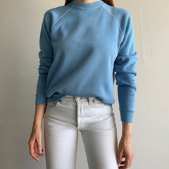 1970s Baby Blue Raglan with White Contrast Stitching