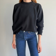 1980s Blank Black Raglan Sweatshirt