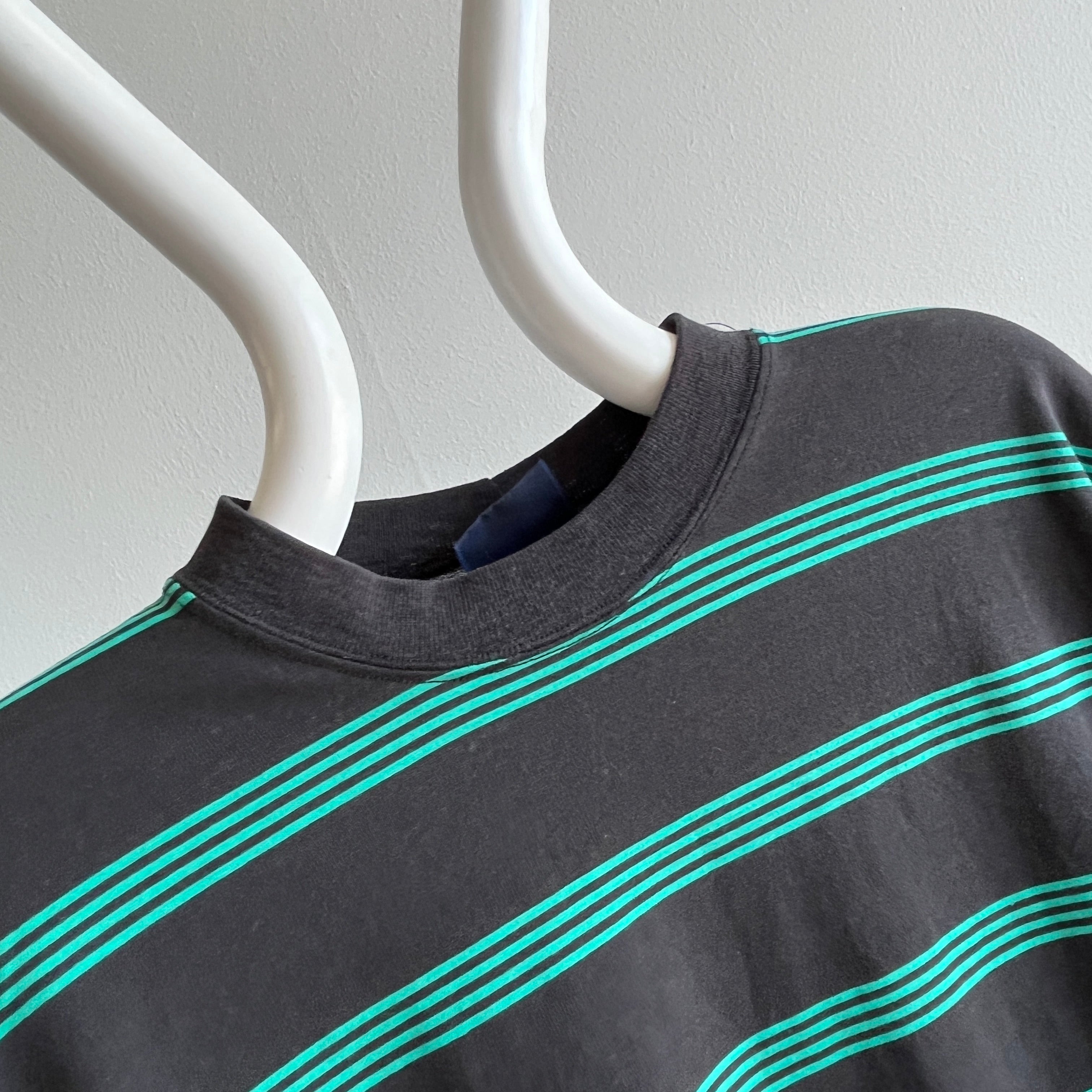 1980s Lee Brand Striped 3/4 Sleeve T-Shirt - YES PLEASE