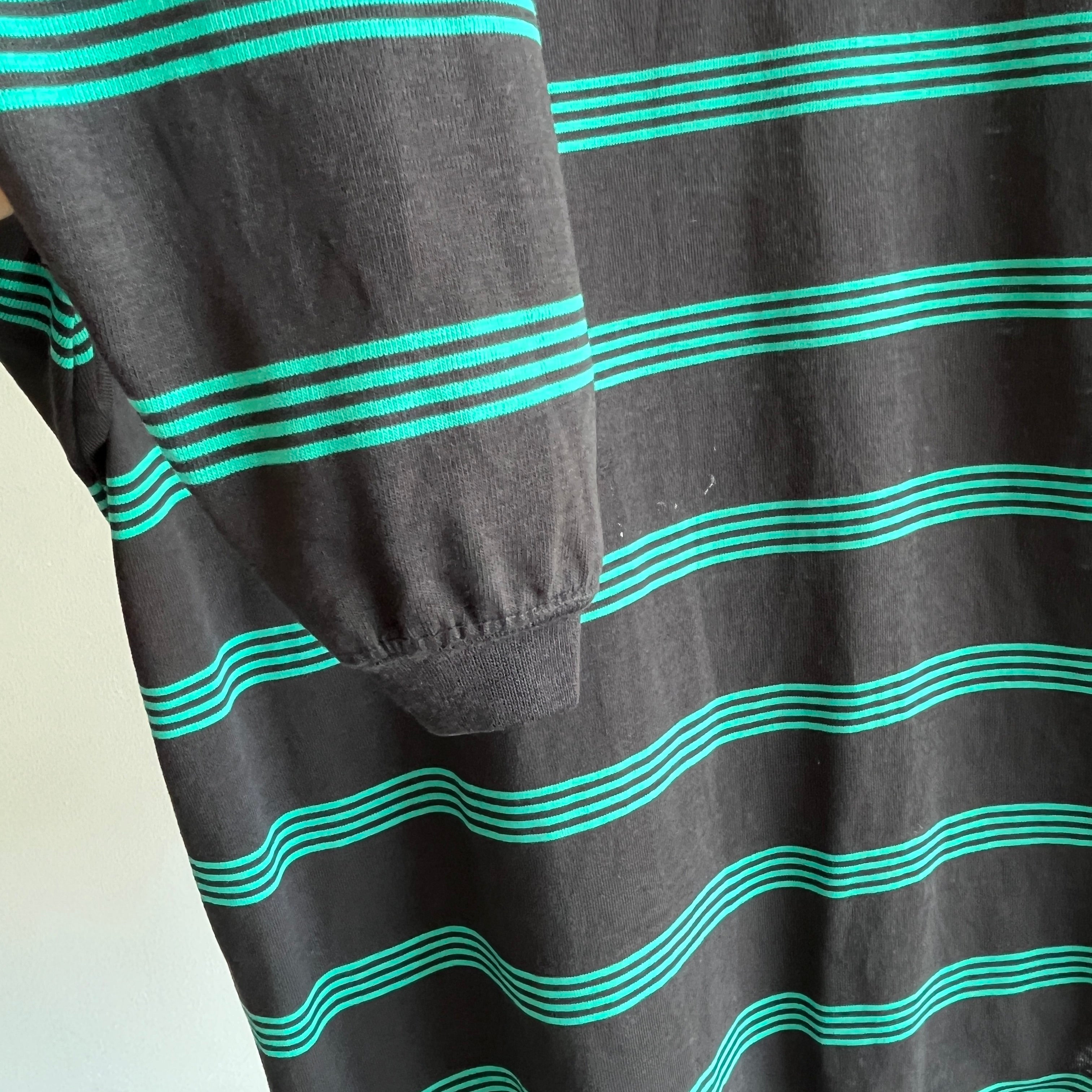 1980s Lee Brand Striped 3/4 Sleeve T-Shirt - YES PLEASE