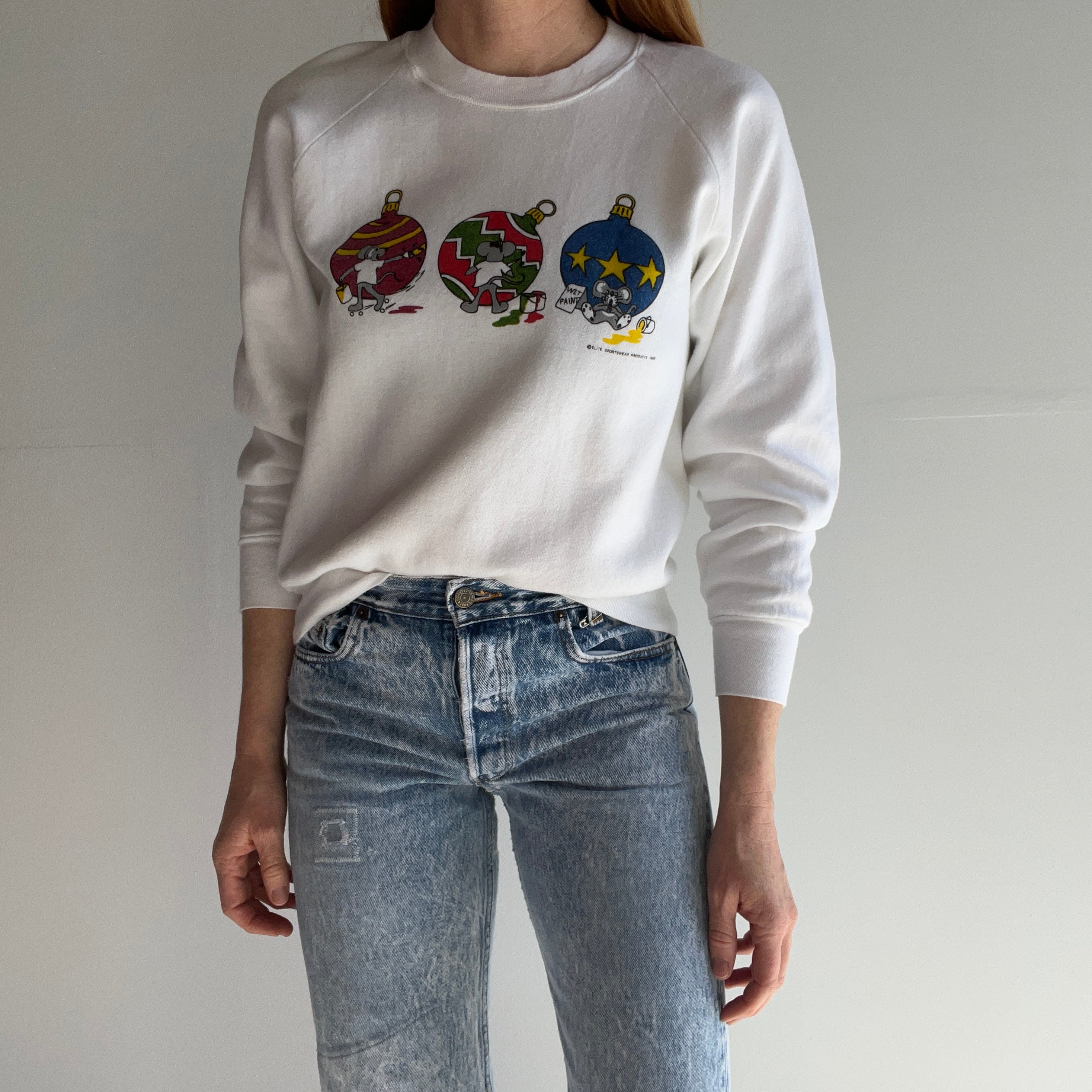 1985 Mice Painting Christmas Ornaments Sweatshirt