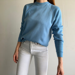 1970s Baby Blue Raglan with White Contrast Stitching