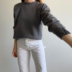 1980s Deep Gray Mended Cuff Sweatshirt by Pannill