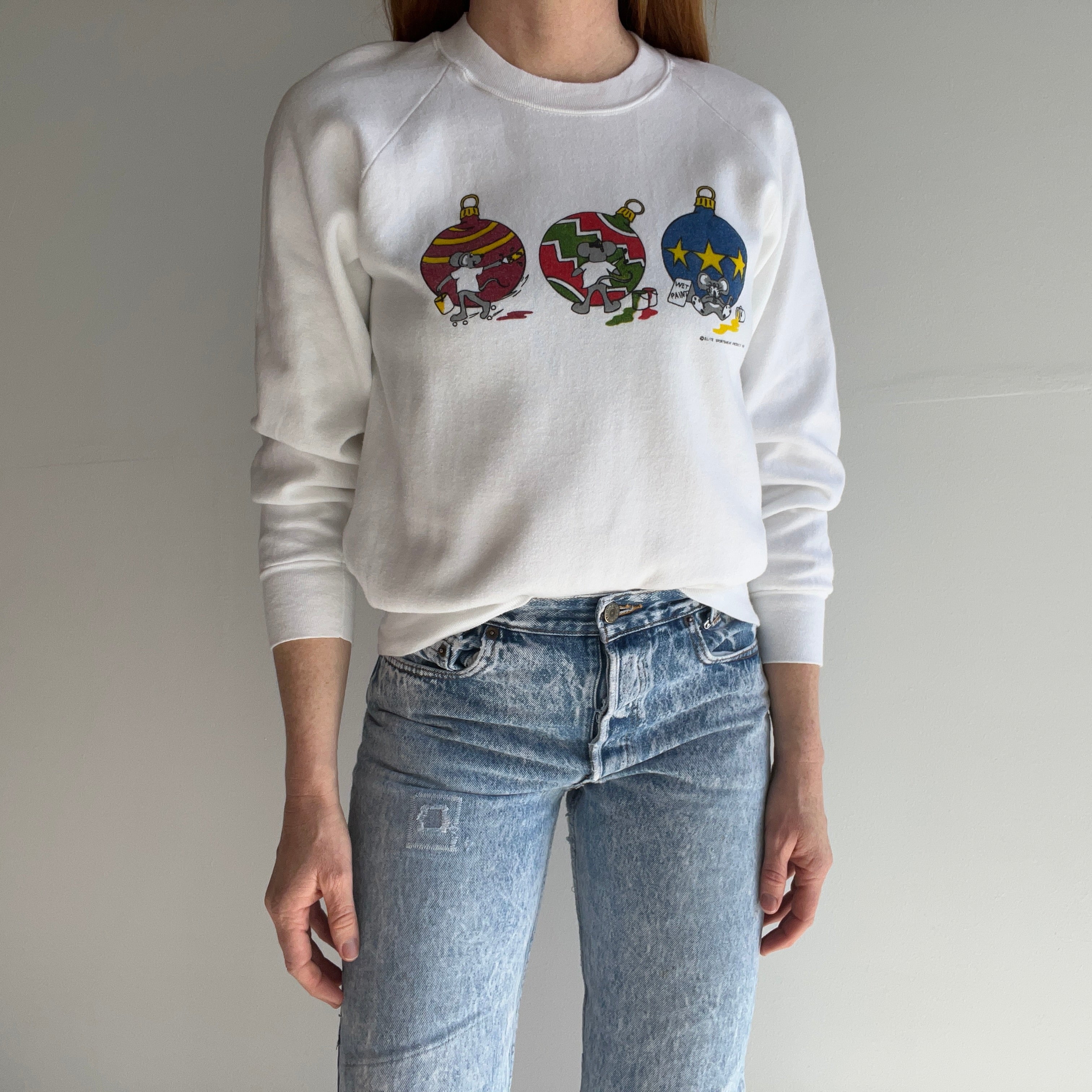 1985 Mice Painting Christmas Ornaments Sweatshirt