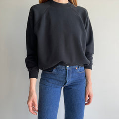 1980s Blank Black Raglan Sweatshirt