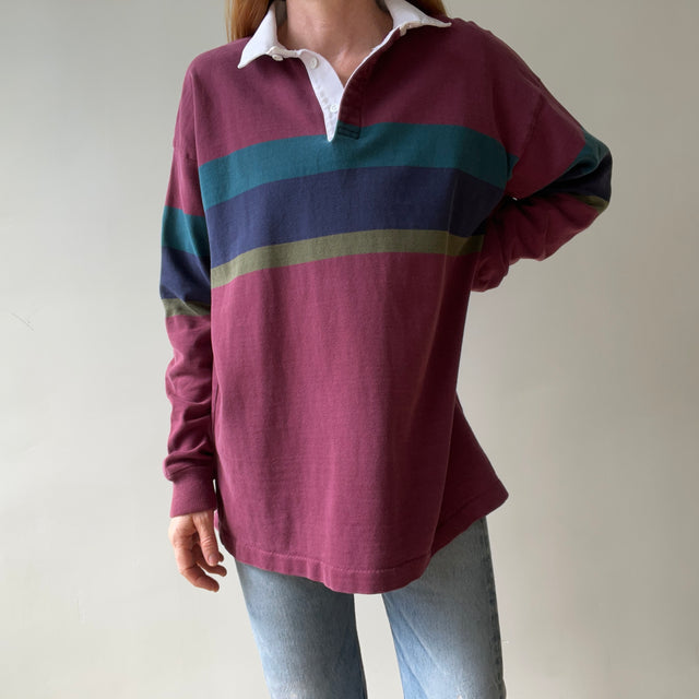 1980s/90s L.L. Bean Burgundy Rugby Shirt