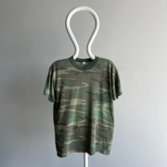 1980s Camo Thinned Out Rolled Neck T-Shirt