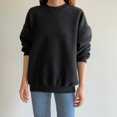 1990s Larger Blank Black Single V Sweatshirt with Very Little Wear