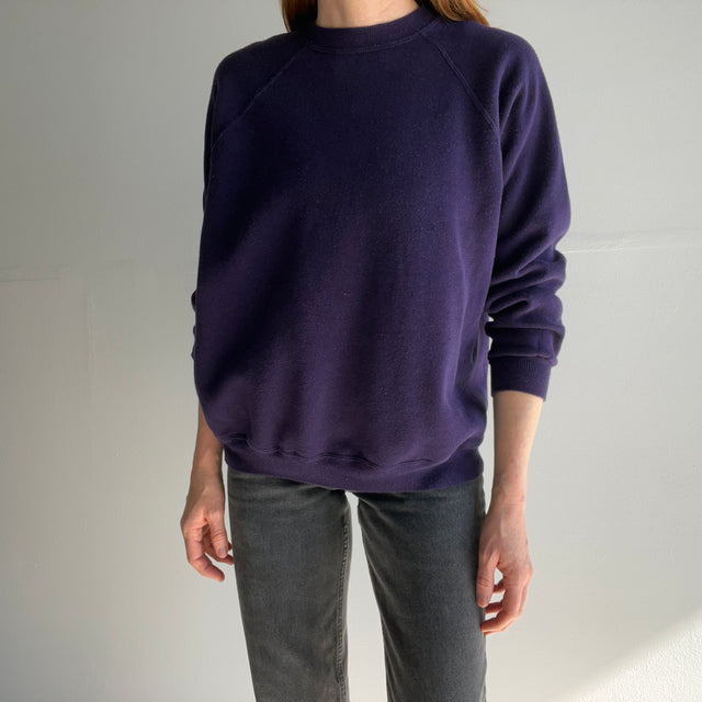 1990s Unique Indigo/Ink Blue/Purple Raglan Sweatshirt