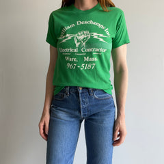 1980s No Zip Code/Punny Backside Electrical Contractor Advertising T-Shirt