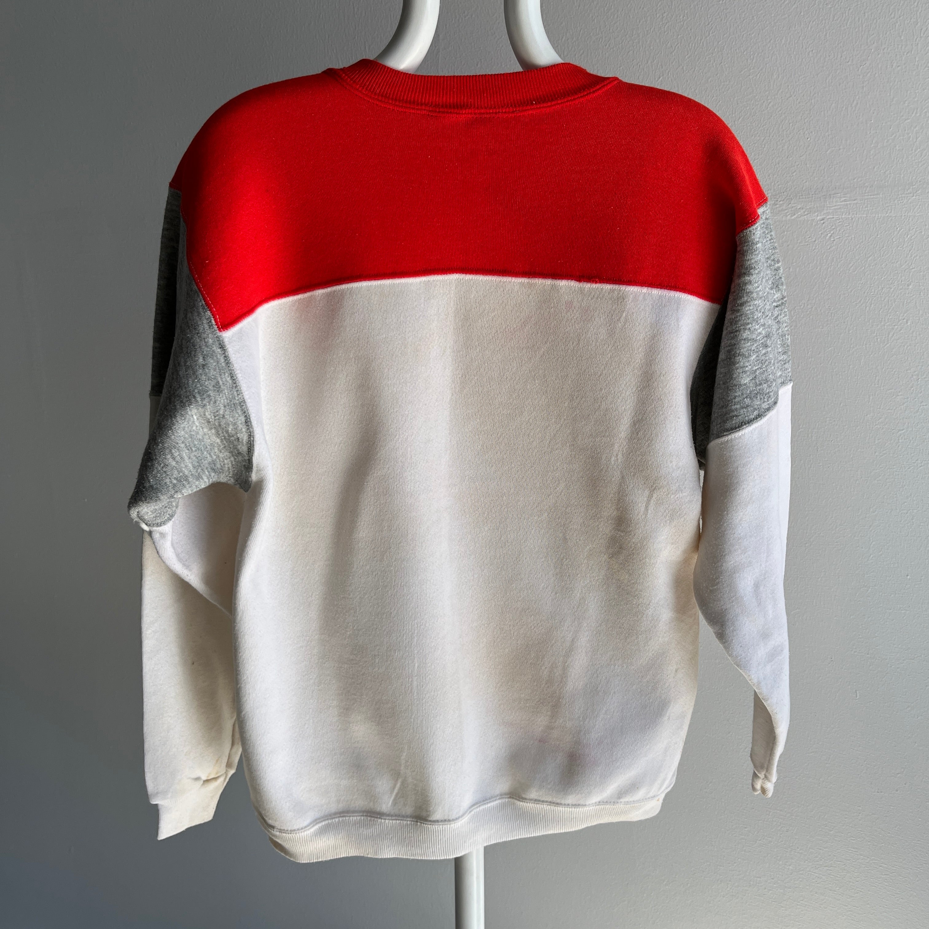 1980s Age Stained Coast Guard on a Collegiate Pacific Color Block Sweatshirt