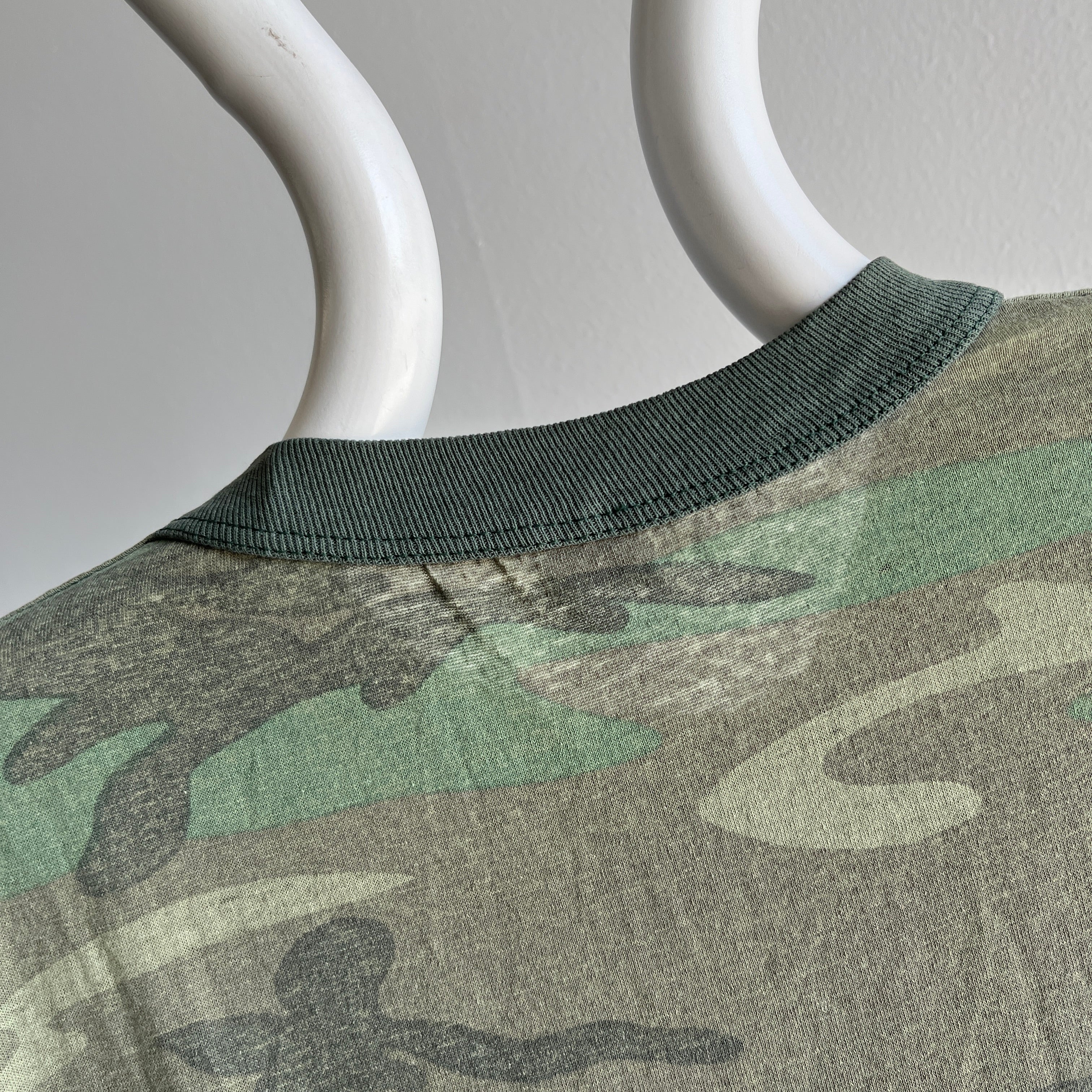 1980s Camo Thinned Out Rolled Neck T-Shirt