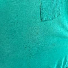 1980s Dumpster Chic Selvedge Pocket Azure Blue-Green T-shirt