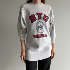 1980s Super Soft NYU Law School Reverse Weave 1/2 Sleeve Sweatshirt - WOW