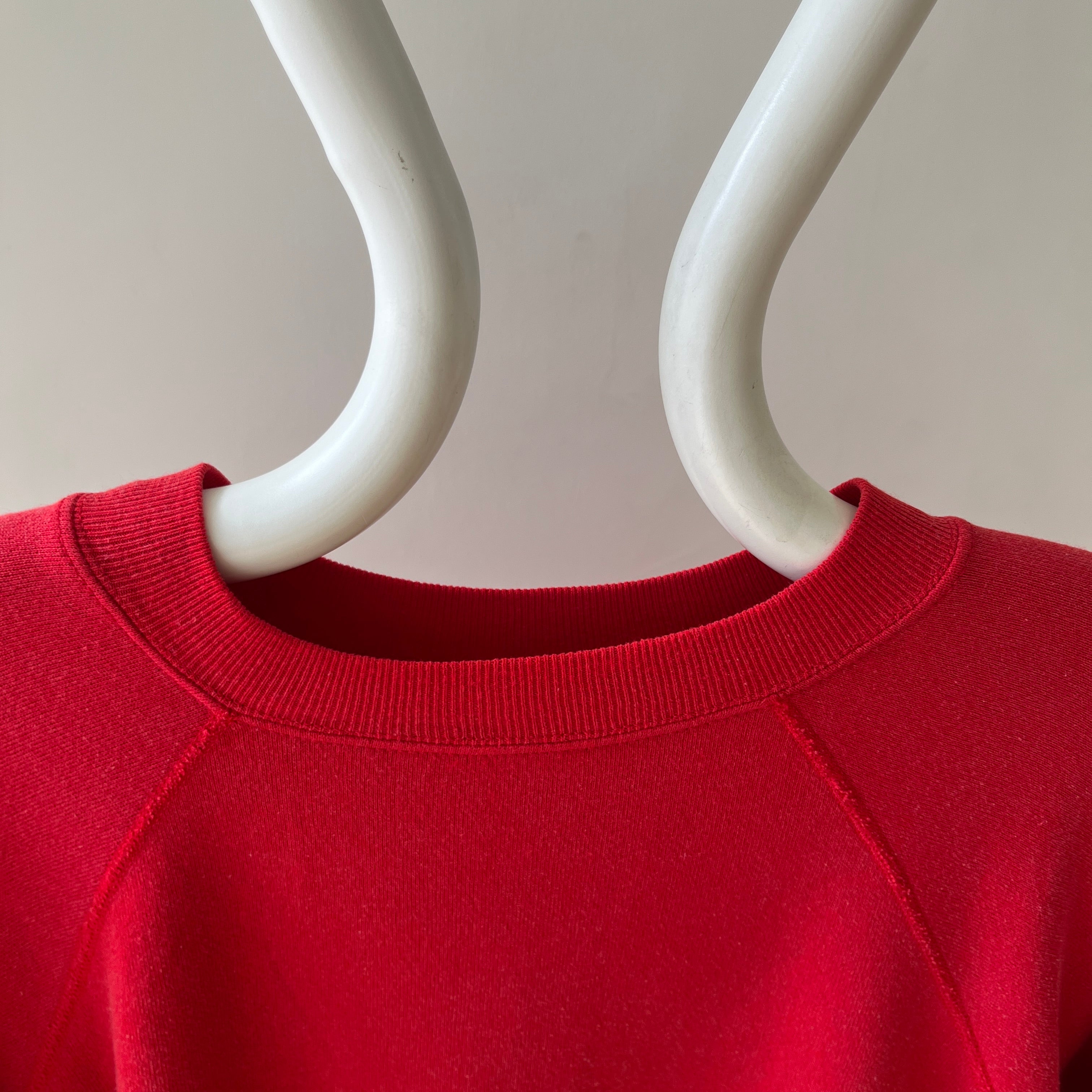 1980s Blank Red Raglan Sweatshirt