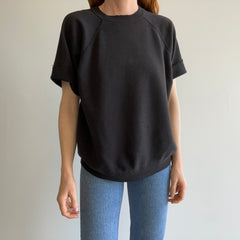 1980s Thinned Out Split Collar Thrashed to Perfection Blank Black DIY Warm Up