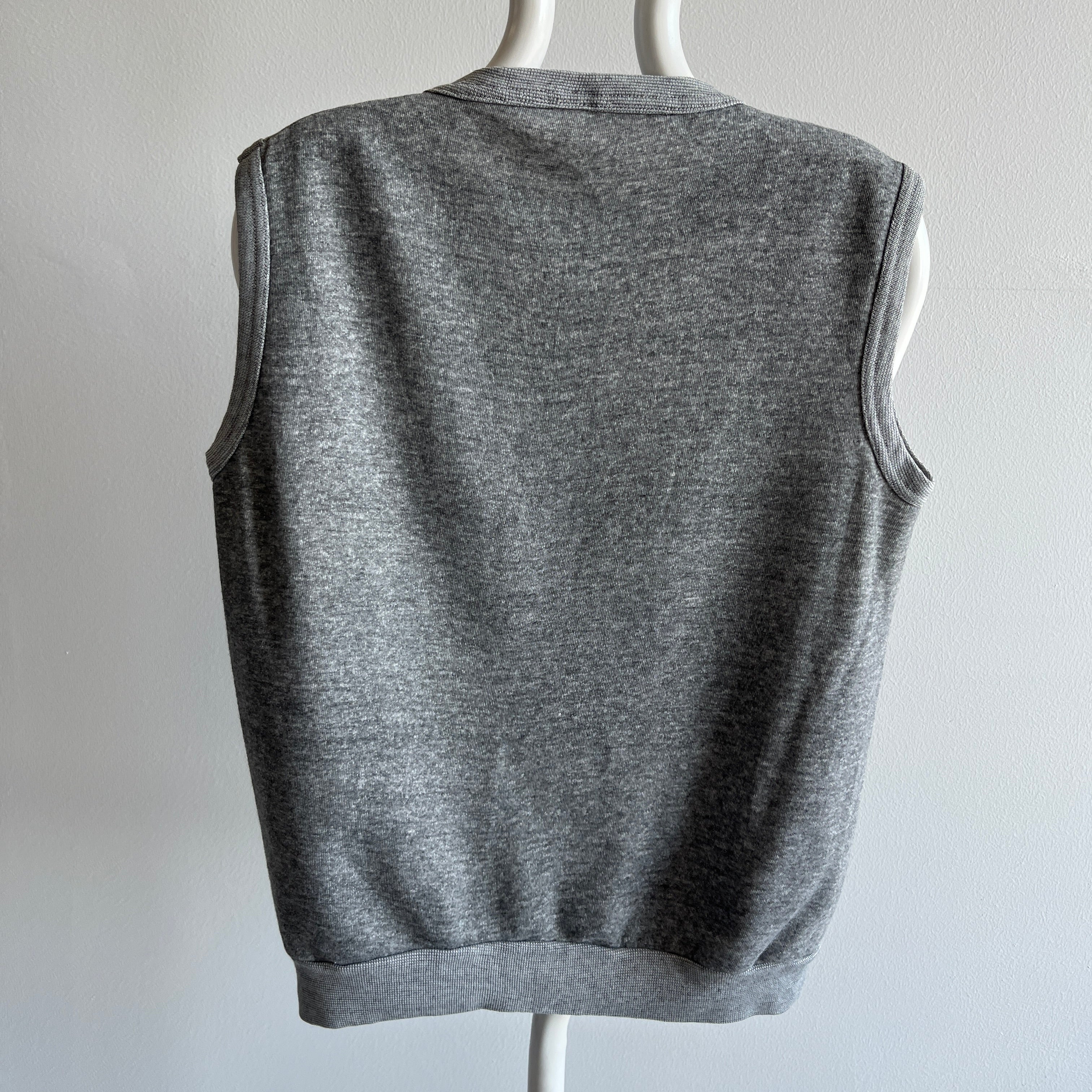 1980s Blank Muscle Tank Sweatshirt Warm Up - Swoon