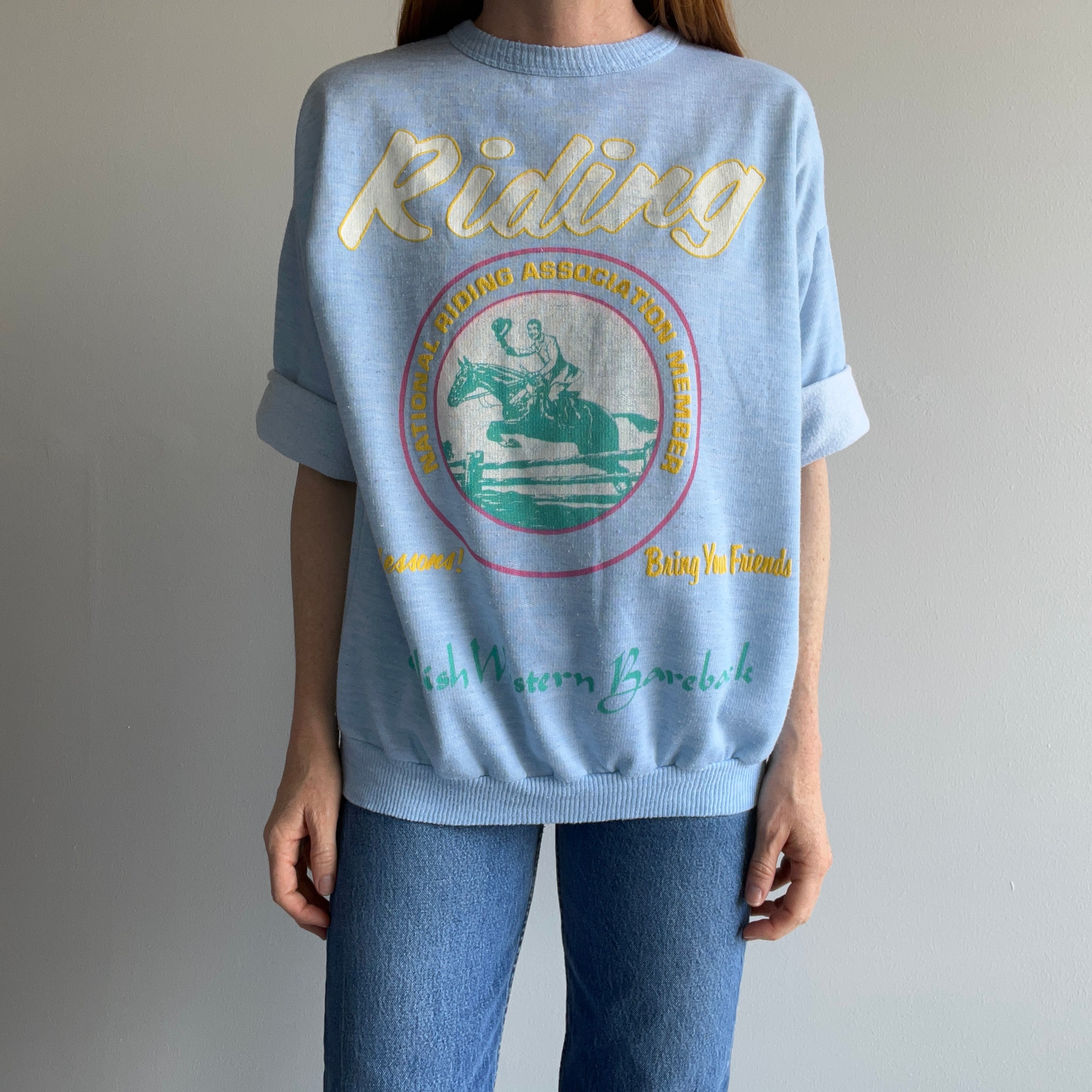 1980s Incredible Horsey Person English Riding Sweatshirt with Stains