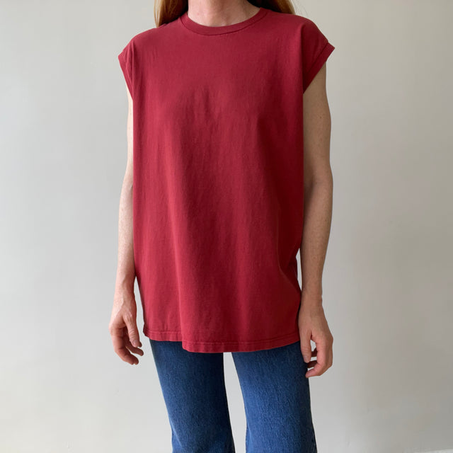 1990s Deep Red Muscle T-Shirt by Jerzees