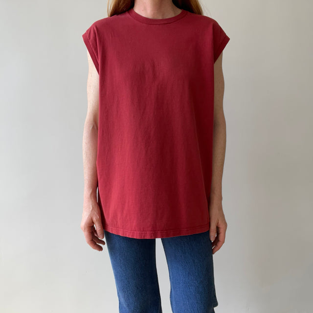 1990s Deep Red Muscle T-Shirt by Jerzees