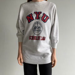 1980s Super Soft NYU Law School Reverse Weave 1/2 Sleeve Sweatshirt - WOW