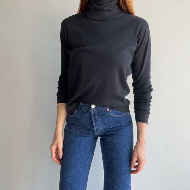 1980's Faded Blank Black Turtleneck by Bobbie Brooks