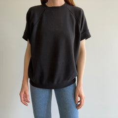 1980s Thinned Out Split Collar Thrashed to Perfection Blank Black DIY Warm Up