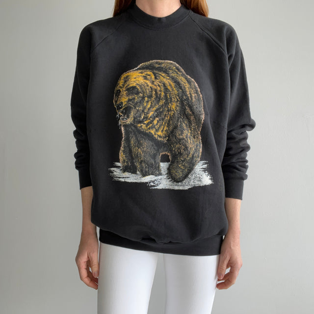 1980s Super Bizarre Mended Grizzly Bear Sweatshirt by FOTL