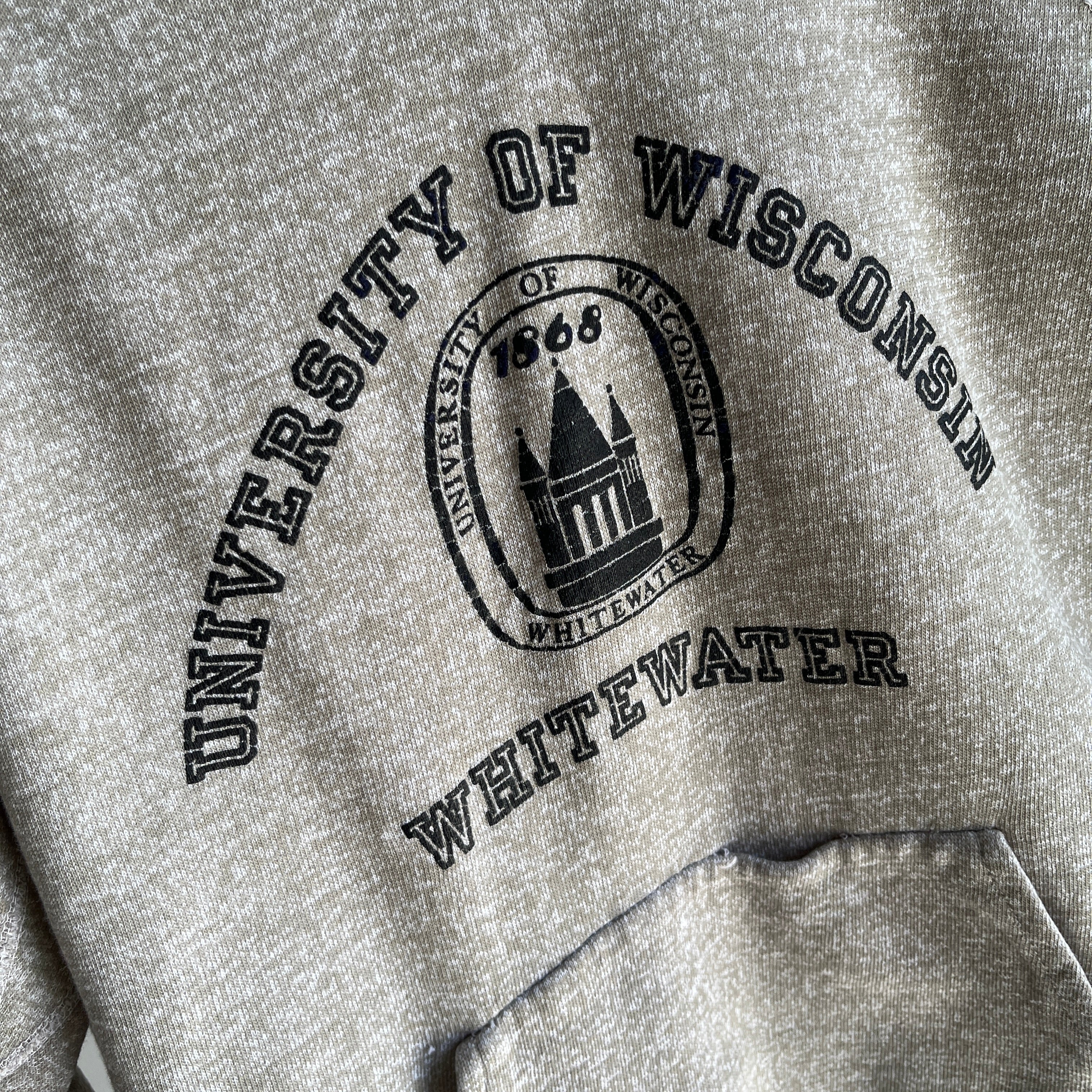 1970s University of Wisconsin Whitewater Tattered and Torn Hoodie