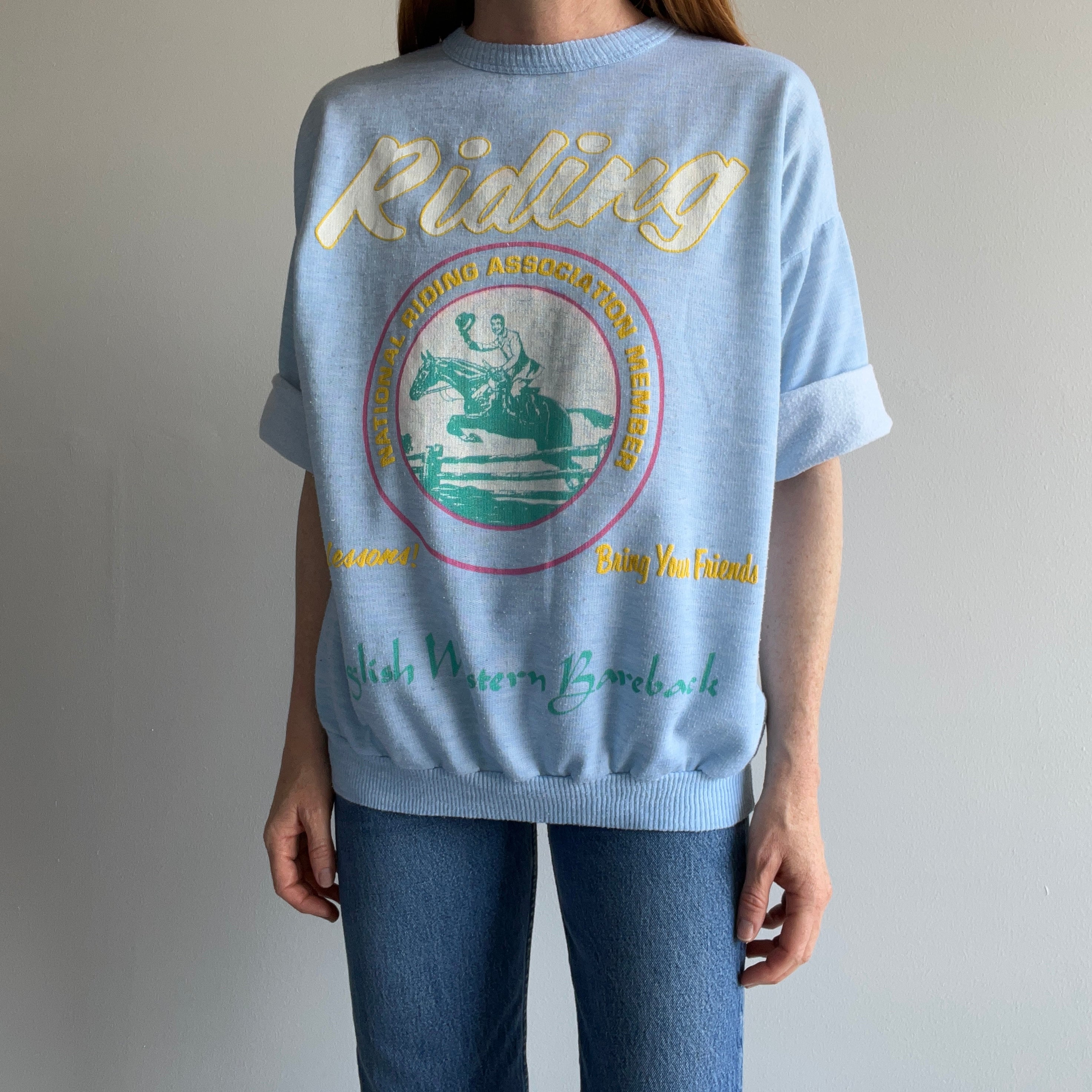 1980s Incredible Horsey Person English Riding Sweatshirt with Stains