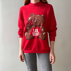 1980s I AM LOVED Teddy Bear Sweatshirt