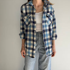 1980s Medium Weight Blue Checkered Flannel