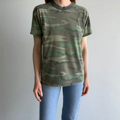 1980s Camo Thinned Out Rolled Neck T-Shirt