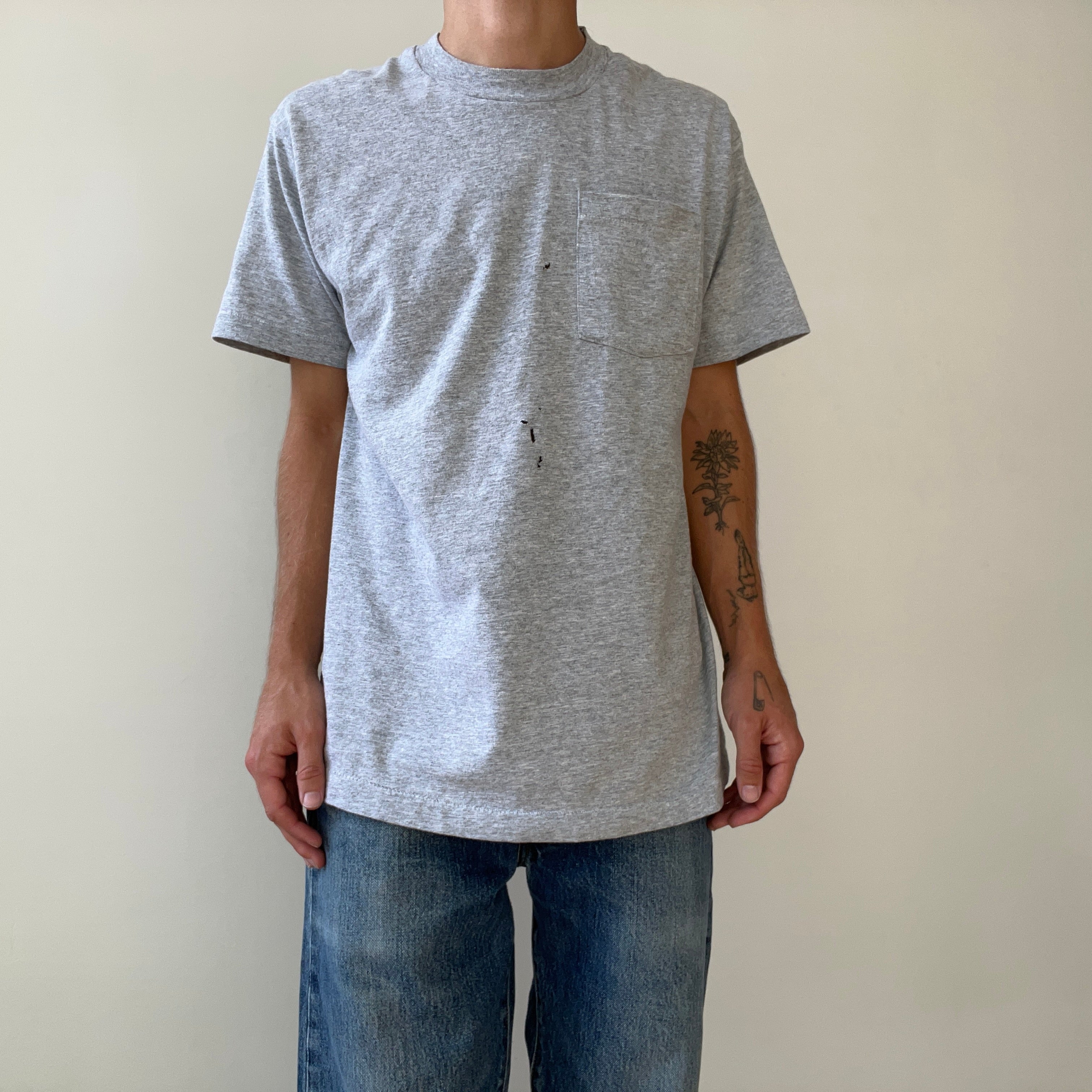 1980s/90s Blank Grey Pocket T Shirt