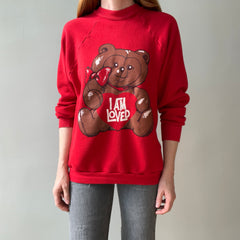 1980s I AM LOVED Teddy Bear Sweatshirt