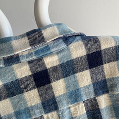 1980s Medium Weight Blue Checkered Flannel