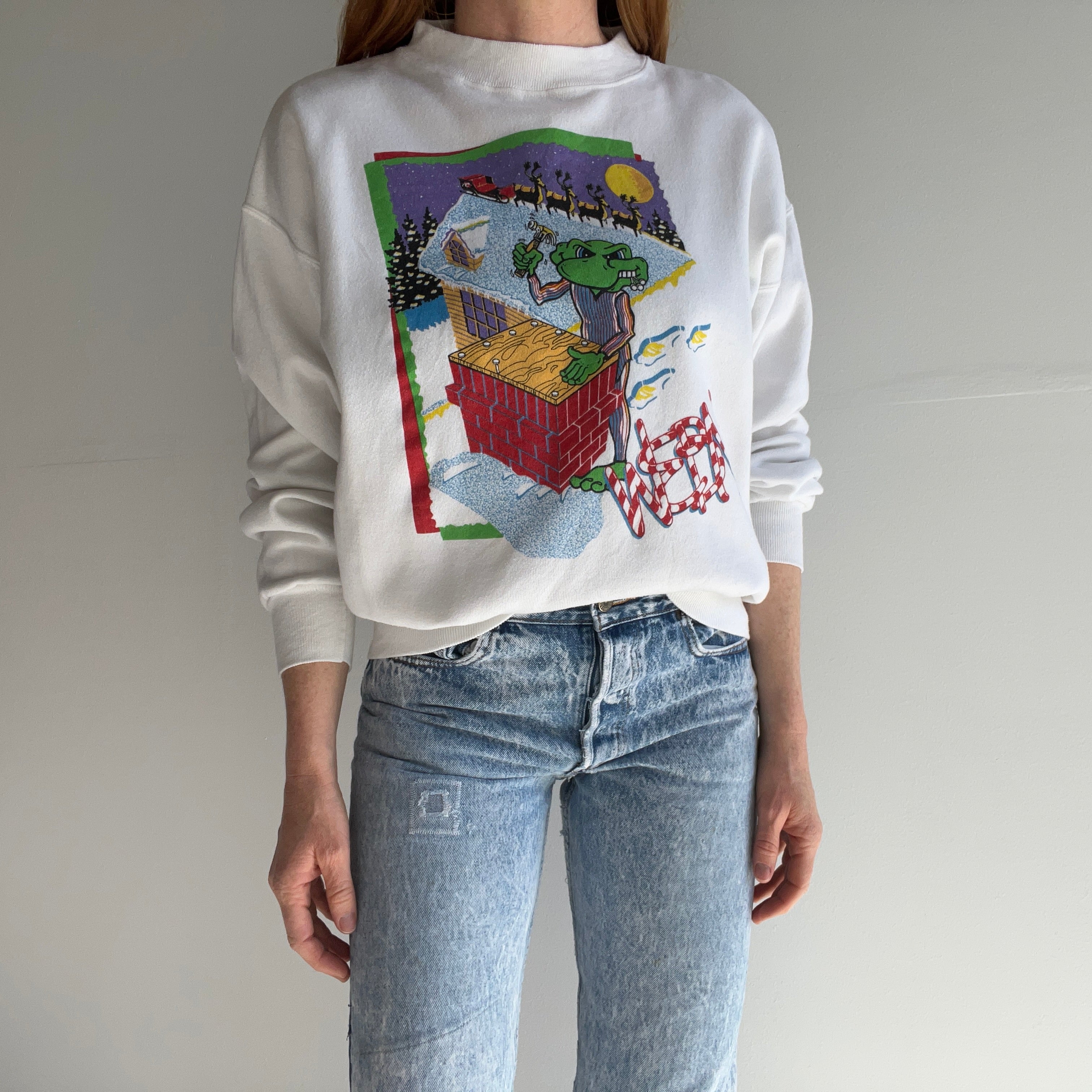 1980s WEBN Cincinnati's  Mainstream Rock Station Weird Christmas Sweatshirt