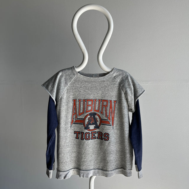 1980s Twofer Auburn Super Thin and Tattered Built In Long Sleeve Warm Up Sweatshirt