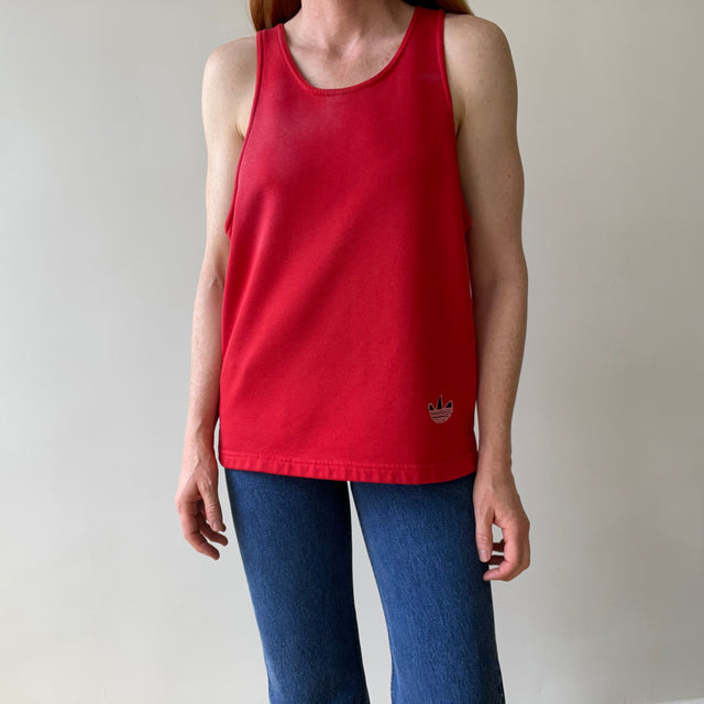 1980s/90s Red Adidas Sweatshirt Tank Top