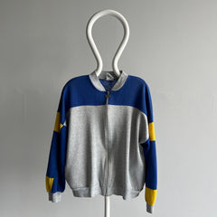 1980/90s Color Block Crewneck Zip Up Sweatshirt