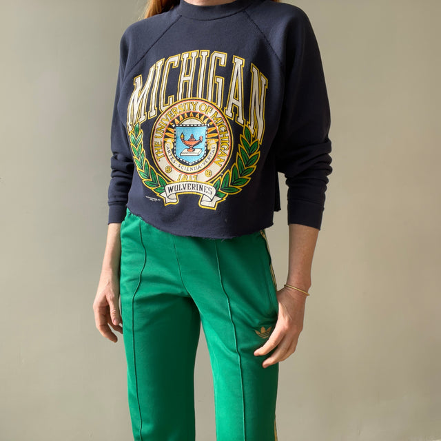 1980s/90s Michigan Wolverines DIY Cropped Raglan Sweatshirt