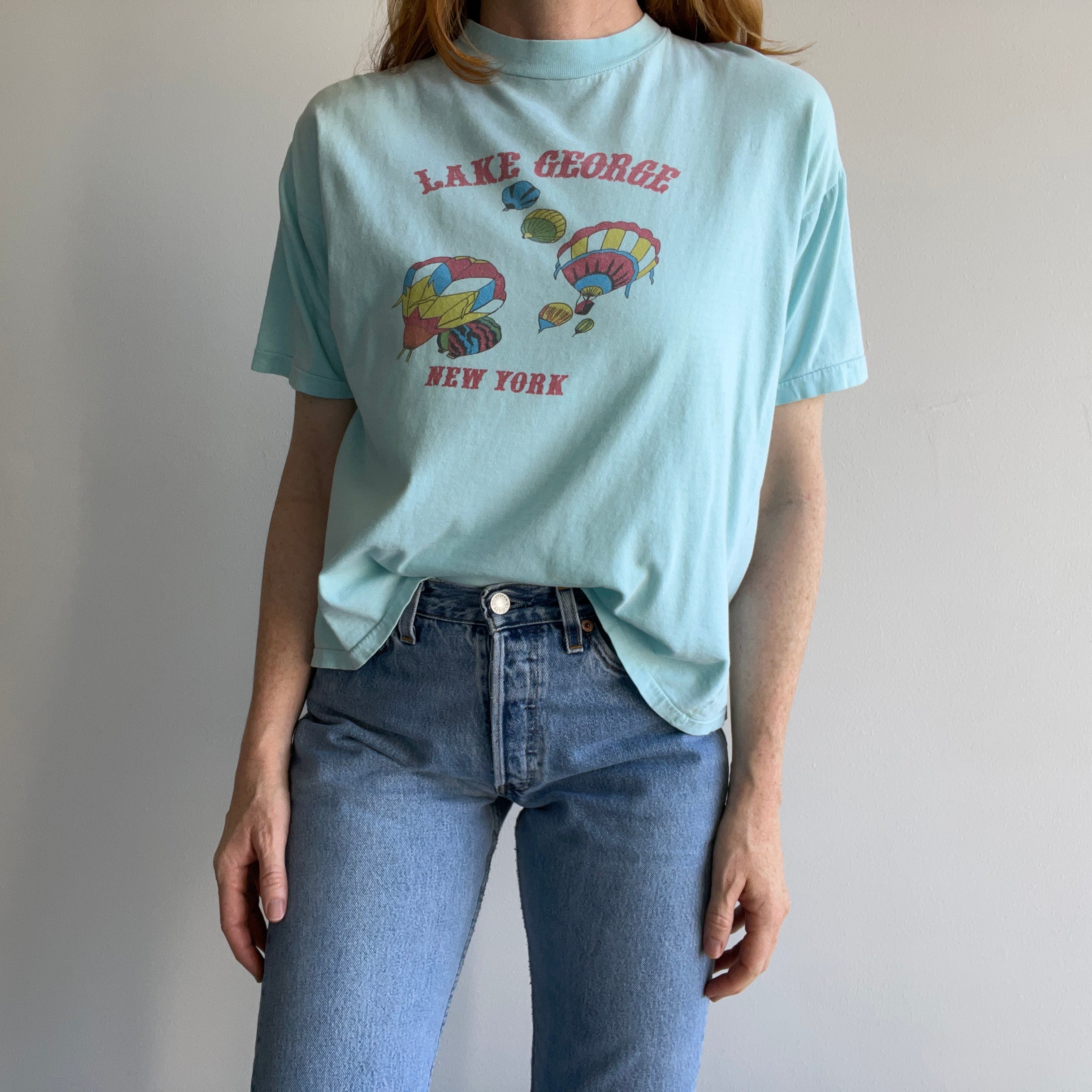 1980s Lake George, New York High Crew Cotton Boxy Crop T-Shirt