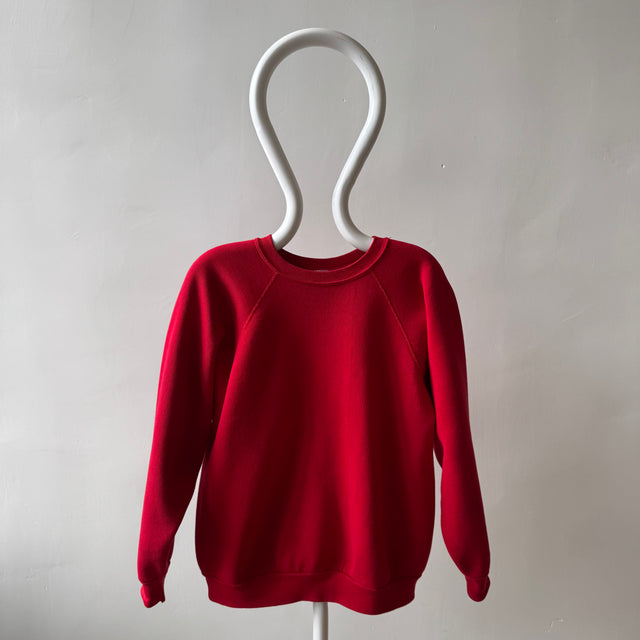 1980s Discus Perfectly Red Slightly Structured Raglan Sweatshirt - WOW